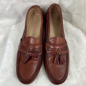 ALLEN EDMONDS "MANSFIELD" Medium Brown braided Tassel Leather Loafers SIZE 11B